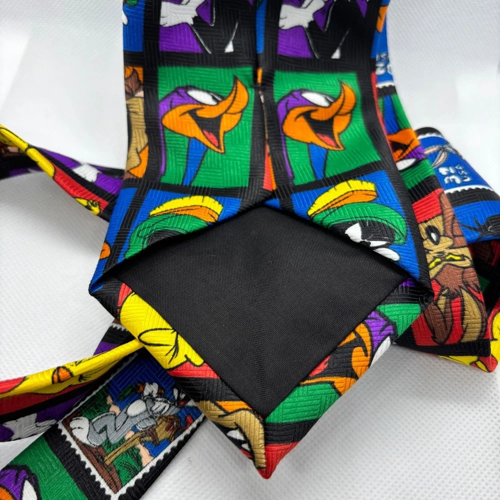 Looney Tunes Necktie Mens 90s Stamp Collection Bugs Tweety Taz Cartooncore Retro